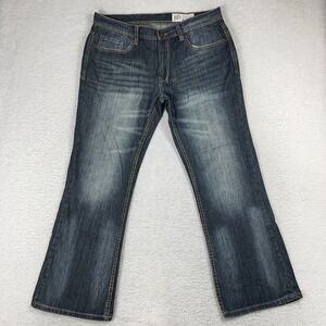 TK Axel Griswold Slim Straight Jeans Men's 36x30 (36.5x29) Dark Faded Distressed